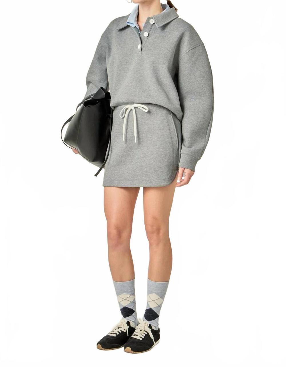 NEW ENGLISH FACTORY women's polo scuba top in grey